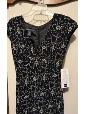 Women's Size 10 Black Dress with Ivory Flowers